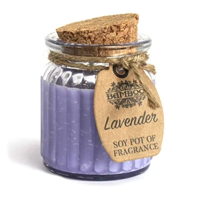 Abbildung von Bamboo 100% Sojawachs Kerze im Glas mit Korkdeckel Vegan / Natürlich (Lavendel)