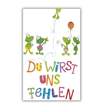 Abbildung von bsb Abschiedskarte Karte zum Abschied in 11,5 x 17,0 cm schöne Kollegin &amp; Kollege mit Frösche Motiv liebevolle Ruhestand Abschiedsgeschenk Kollegen Rente