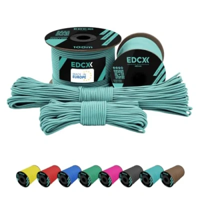 Abbildung von EdcX 2 mm Nylon Paracord 275 (15, 30, 50 and 100 m) 100% Rope, 3 Strand Cord, Cord in Many Colours (Skylight, 15