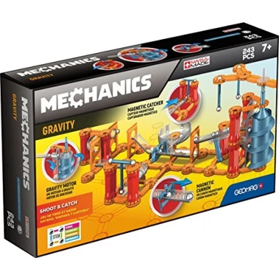 Abbildung von GEOMAG MECHANICS GRAVITY Shoot &amp; Catch 243 Teile Magnetisches Konstruktionsspiel Für Kinder Ab 7 Jahren Hergestellt In Der Schweiz 11 Magnetstangen, 36 Kugeln, 196 Mechanische Elemente