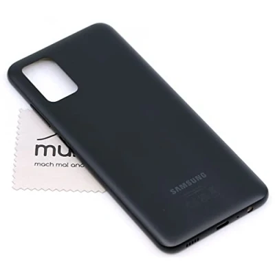 Abbildung von Akkudeckel für Samsung Original Galaxy A03s (A037F) Schwarz Backcover Deckel Rückwand mit mungoo Displayputztuch