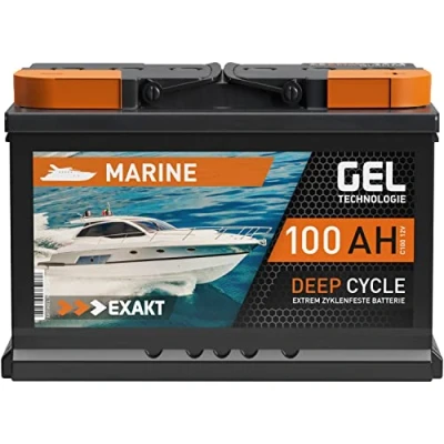Abbildung von EXAKT Gel Batterie 12V 100Ah Bootsbatterie Marine Schiff Versorgung Solarbatterie Gelbatterie Akku ersetzt 80Ah 90Ah