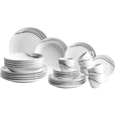 Abbildung von MÄSER Kombiservice &quot;Geschirr Set, Service Tajo&quot;, (Set, 30 tlg.), Design in Schwarz/Grautönen, Teile, für 6 Personen