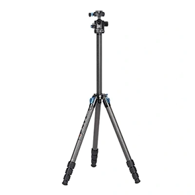 Abbildung von SIRUI ST 124+ST 10X Wasserdichtes Carbon Kamera Stativ mit 360Kugelkopf, Professionelles Carbonfaser Reisestativ, Dreieck Mittelsäule, leicht und kompakt, 4 Sektionen, max. 166cm, 12KG Nutzlast