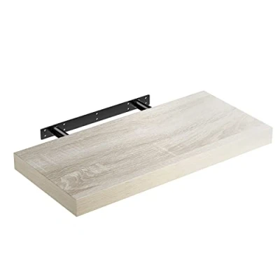 Abbildung von Casaria® Wandregal Eiche mit Halterung 50 110cm Schwebend 15kg Tragkraft Küche Wohnzimmer Büro Bad Flur Schweberegal Regal Regalbrett Hängeregal 50cm