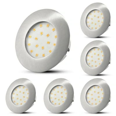 Abbildung von HiBay 6er Set LED Einbaustrahler 230V Flach 5W Spot 60mm 68mm Einbauleuchten Rund Nickel Neutralweiß Deckenspots für Wohnzimmer Küche Büro