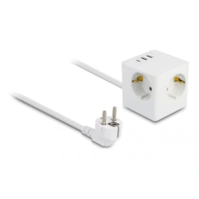 Abbildung von DeLOCK 11497, CEE 7/3 + USB, Weiß, 250 V, 16 A, 50 Hz, 3680 W