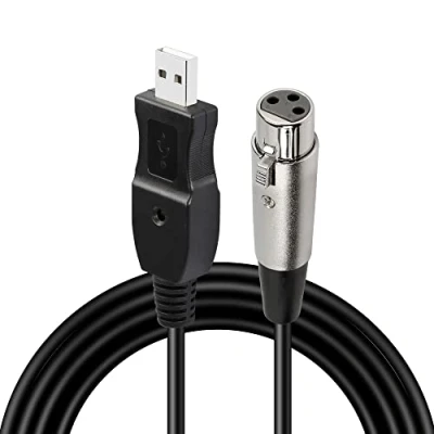 Abbildung von GELRHONR USB auf XLR Mikrofonkabel, Stecker 3Pin Buchsen Mikrofonkabel für Karaoke Gesang/Instrumentenaufnahme (3M/10FT)