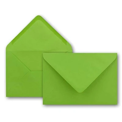 Abbildung von 50x Brief Umschläge in Hell Grün 80 g/m² Kuverts DIN B6 Format 12,5 x 17,6 cm Nassklebung ohne Fenster