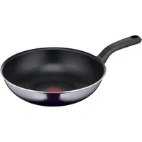 Abbildung von Tefal D52619 Resist Wokpfanne sichere Titanium Antihaftversiegelung Thermo Signal Temperaturindikator nicht induktionsgeeignet leichte Reinigung Flame Protect Technologie Schwarz28 cm/tief