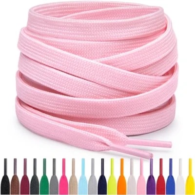 Abbildung von Miscly Flache Schnürsenkel, in verschiedenen Längen und Farben erhältlich (114 cm, Rosa)