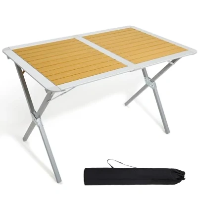 Abbildung von TIMBER RIDGE Campingtisch Klappbar Klapptisch Camping Falttisch Tragbar Aluminium mit Tasche für Picknick Kochen Garten Wandern Reisen 110x70cm