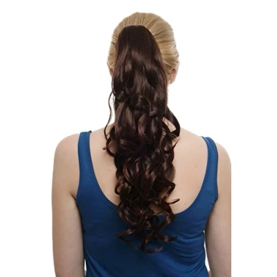 Abbildung von WIG ME UP SA09 2T33 Haarteil Zopf Pferdeschwanz Extension mit Butterfly Klammer: dezent edel gelockt Braun Mix sehr lang 50 cm