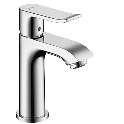 Abbildung von hansgrohe Waschtischarmatur &quot;Metris&quot;, 10cm, für Handwaschbecken mit Zugstangen Ablaufgarnitur, chrom