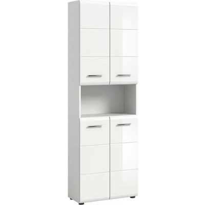 Abbildung von INOSIGN Hochschrank Florenz, Höhe 185 cm, 4 Türen, Einlegeböden, 1 offenes Fach hochwertige MDF Front, Griff chromglänzend, Badschrank, Bad