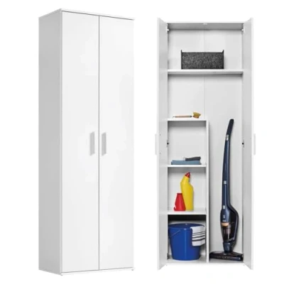 Abbildung von mokebo Mehrzweckschrank Der Lange (mit Staubsaugerfach) in Weiß, auch als Besenschrank, Putzschrank oder Haushaltsschrank