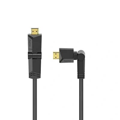 Abbildung von Hama HDMI Kabel, gewinkelt, 4 K, 10 Jahre Garantie (HDMI 2.0b, abgewinkelt, 360 drehbar, High Speed Kabel mit Ethernet, 1,5 m, Stecker zu Stecker, Audiorückgabe, HDR, 18 Gbit/s, 600 MHz, Auflösung