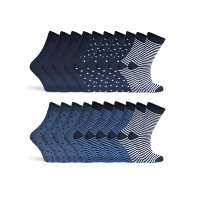 Abbildung von Basic Treasure 10 Paar Süsse Damensocken 39 42 mit Streifen und Punkten Baumwolle Blau, Bunte Damen Socken, Ringelsocken Gepunktet Geringelt, Bequeme Alltagssocken