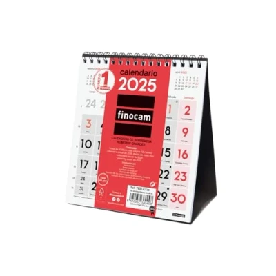 Abbildung von Finocam Neutraler Tischkalender, große Zahlen 2025, Monatsansicht, Januar 2025 Dezember (12 Monate), Spanisch