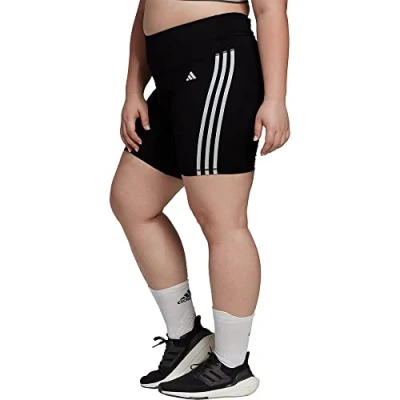 Abbildung von adidas Damen Training Essentials 3 Stripes High Waisted Short Leggings (Plus Size), black, XL Plus