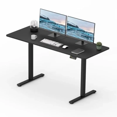 Abbildung von FitStand 140x60cm höhenverstellbarer Schreibtisch Elektrisches Stehpult, höhenverstellbares Stehpult mit Kopfhörerhaken, für das Home Office Memory Funktion und Kindersicherung (Schwarz)