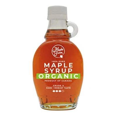 Abbildung von MapleFarm Reiner kanadischer BIO Ahornsirup Dark, Klasse A, Dunkel, kräftiger Geschmack 189 ml (1er Pack) maple syrup biologisch Ahornsaft