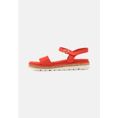 Abbildung von MARCO TOZZI Damen Sandalen flach mit Klettverschluss Bequem, Rot (Fire), 37 EU