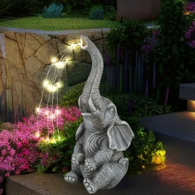 Abbildung von GLOBO LIGHTING LED Dekofigur, Leuchtmittel fest verbaut, Warmweiß, Solarleuchte Außenlampe Elefant grau Gartendeko Terrassenleuchte