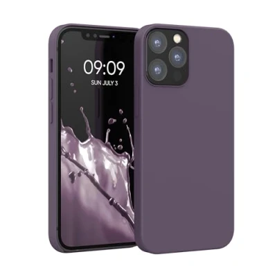Abbildung von kwmobile Hülle kompatibel mit Apple iPhone 12 / Pro Silikon Handy Case Handyhülle weiche Oberfläche kabelloses Laden Helle Iris