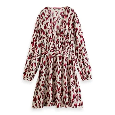 Abbildung von Scotch &amp; Soda Wrapped Short Dress SET Freizeitkleid, Damen, Größe: 36, Cherry pie