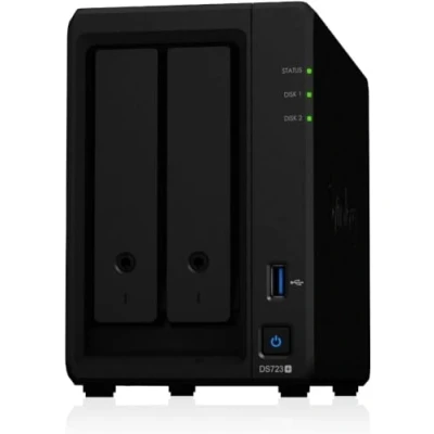 Abbildung von Synology DS723+ 2 Bay Diskstation NAS (AMD Ryzen™ 4 Threads R1600 Dual Core 2GB Ram 2xRJ 45 1GbE LAN Port) 8 TB Bundle mit x Plus Serie HDDs (HAT3300 4T)
