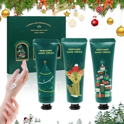 Abbildung von Horuili® 30ML Handcreme Set, 3 Stücke Mini Feuchtigkeitsspendende Handpflegecreme Geschenkset, Weihnachtsgeschenke