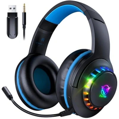 Abbildung von Pacrate 2.4 GHz Wireless Gaming Headset für PS5 PS4 PC Mac Switch, Bluetooth mit Mikrofon Abnehmbarem Geräuschunterdrückung, 3.5mm Xbox Serie