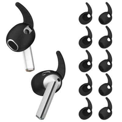 Abbildung von Ohrbügel Abdeckungen für Samsung Galaxy Buds 3, rutschfeste Sport Ohrstöpsel, Silikon, Flügelspitze, kratzfest, Schwarz, 5 Paar