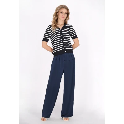 Abbildung von Strickjacke DREIMASTER XS / Navy Off White Stripes 65% Viscose 35% Polyamide