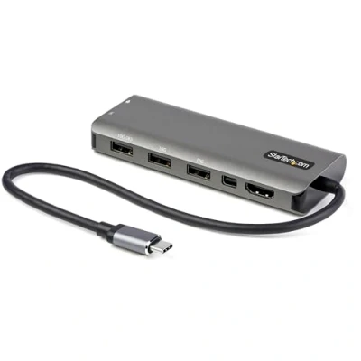 Abbildung von StarTech.com USB C Multiport Adapter auf HDMI oder Mini DisplayPort 4K 60Hz, 100W Power Delivery Pass Through, 4 Port 10 Gbit/s Hub Typ Dock 30cm Kabel (DKT31CMDPHPD)