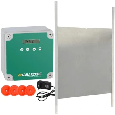 Abbildung von Agrarzone Automatische Hühnerklappe Batterie mit Schieber 40 x 43 cm Hühnertür Timer, Manuell, Lichtsensor Elektrische automatisch elektrisch für Hühnerstall
