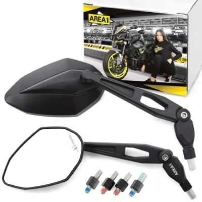Abbildung von Area1 Motorradspiegel Motorrad Rückspiegel Set (rechts+links) E geprüft 2xM10 Rechtsgewinde. Kompatibel mit Mondial (NB1V1)