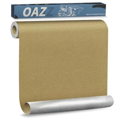 Abbildung von Flicken Selbstklebend Stoff, 40 x 200 cm Leinwand Stoff Selbstklebend, Khaki, Wasserdichtes für Sofa Zelt Möbel Autositz Liege