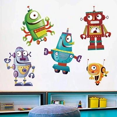 Abbildung von ufengke Wandtattoo Roboter Wandaufkleber Wandsticker DIY Abnehmbare Vinyl für Schlafzimmer