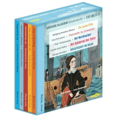 Abbildung von Große Klassik kinderleicht. Die ZEIT Edition. (5 CDs, Lesungen mit Musik): Zauberflöte, Triumph in London, der Nussknacker, Karneval Tiere, Rhapsody Blue.