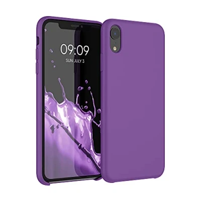 Abbildung von kwmobile Hülle kompatibel mit Apple iPhone XR Silikon Handy Case Handyhülle weiche Oberfläche kabelloses Laden Pastelllila