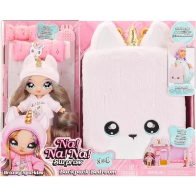 Abbildung von MGA ENTERTAINMENT Puppenmöbel 3in1 Backpack Bedroom Unicorn Playset Britney Sparkles, Na! Surprise