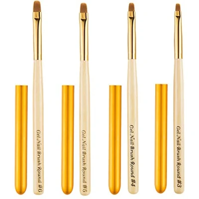 Abbildung von AvoDovA 4 Stück Nagel Pinsel, Gelnägel Gel Pinsel für Nägel, UV Acryl Nagelpinsel Gel, mit Holzgriff Nail Art Design