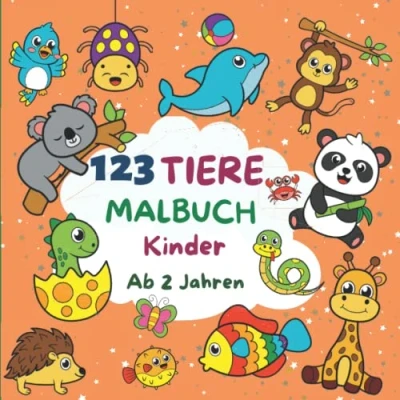 Abbildung von Tiere Malbuch für Kinder ab 2 Jahren: 123 Motiven zum Ausmalen und Kritzeln Ausmalbuch, Kritzelbuch 2, 3 ,4, 5 Jahren Beschäftigungsbuch Geschenk Mädchen Junge