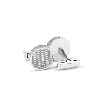 Abbildung von DAVIDOFF PARIS Manschettenknöpfe Silber exklusive Messing rhodinierte mit Muster edle Herren Accessoires guillochiertem Rand
