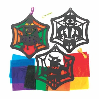 Abbildung von Baker Ross FE746 Halloween Buntglas Bastelsets für Kinder 6 Stück, Halloweenparty und Kindergeburtstag Basteln, Buntes Bastelset Kinder, Mittel