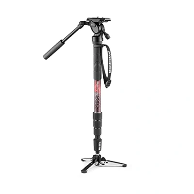 Abbildung von Manfrotto Element MII Video Kit Aluminium Fluid Einbeinstativ mit Kopf, schlank und leicht, bis zu 4 kg belastbar, klappbare Fluidbasis, Sektionen, Drehverschlüsse, für spiegellose DSLR Kameras