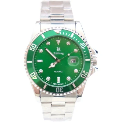 Abbildung von Rötting Design Quarzuhr Herrenuhr Quarz aus der Collection &quot;Rötting&quot; grüne Lünette zum Drehen grünes Ziffernblatt