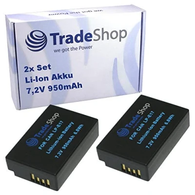 Abbildung von 2X Trade Shop Li Ion Akku 950mAh Ersatz Batterie ersetzt Canon LP E17 passend für EOS 200D 750D 760D 77D 8000D 800D